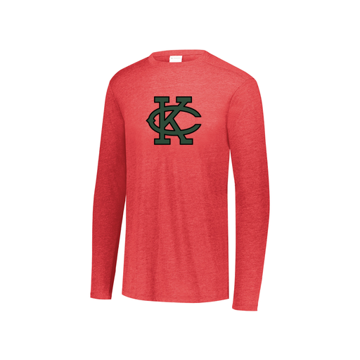 [FTLCUBRD-YS-LOGO1] Decker Youth Tri-Blend T-Shirt - Long Sleeve (Youth S, Red, Logo 1)